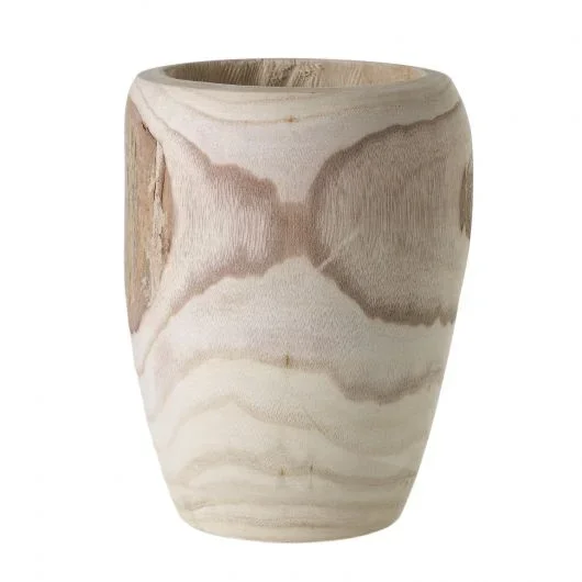 Two-Tone Natural Wood Yucca Vase Decor