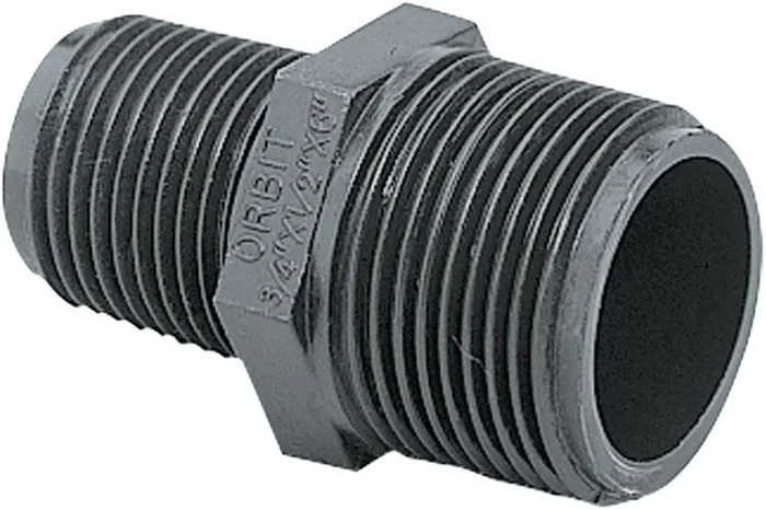 Underground Sprinkler Riser Extension Adapter, One Half Inch by Three Quarter Inch Male Thread