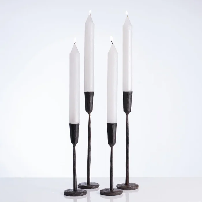 Vance Kitira White Metallic Fleck Ritz Timber Extra Wide Taper Candle Set of 4