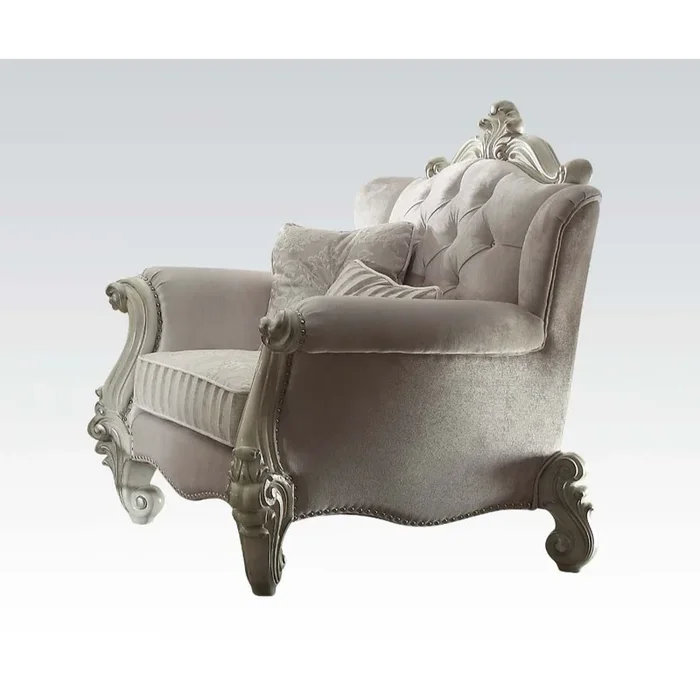 Versailles Chair With 2 Pillows in Ivory Fabric 52107 by ACME