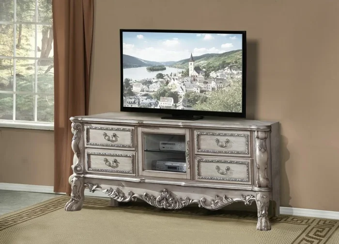 Vintage Bone White Finish Dresden TV Stand 91473 by ACME