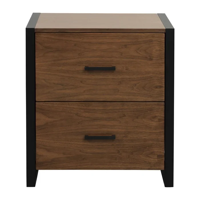 walnut finish and rustic black metal finish Sedley Collection File Cabinet By homelegance