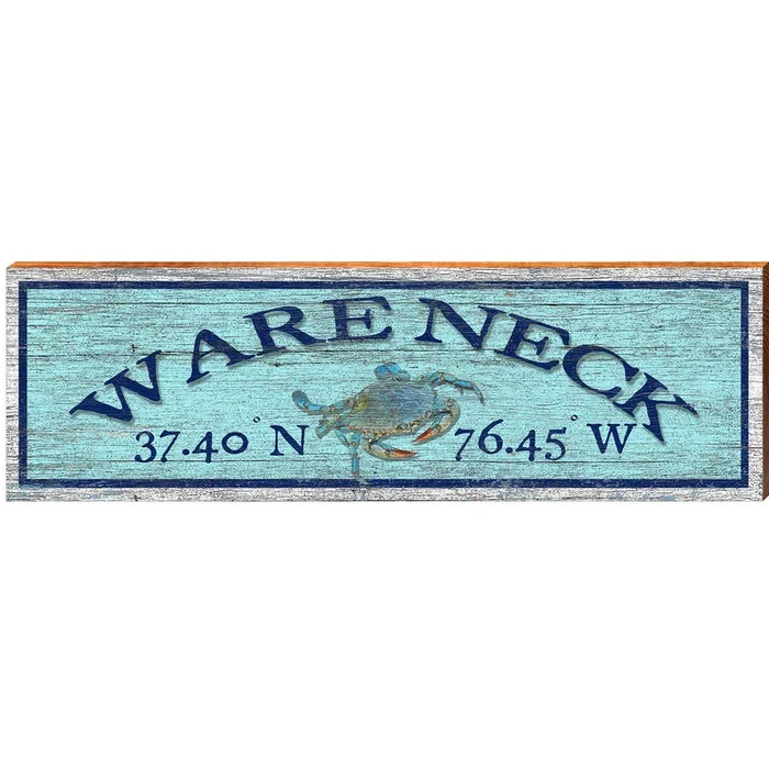 Wareneck Blue Crab Blue Latitude Longitude | Wall Art Print on Real Wood