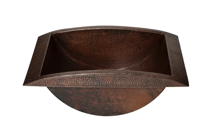 WARHOL in Sanded Copper – VS020SC – Rectangular Raised Profile Bathroom Copper Sink with 2″ curved Apron – 20 x 14 x 7″