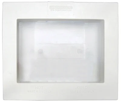 Washing Machine Outlet Box with Dual Drain, Durable Plastic Construction, Standard Size