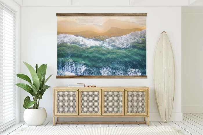 Waves Beach Aerial Canvas Print – Extra Large Wall Art