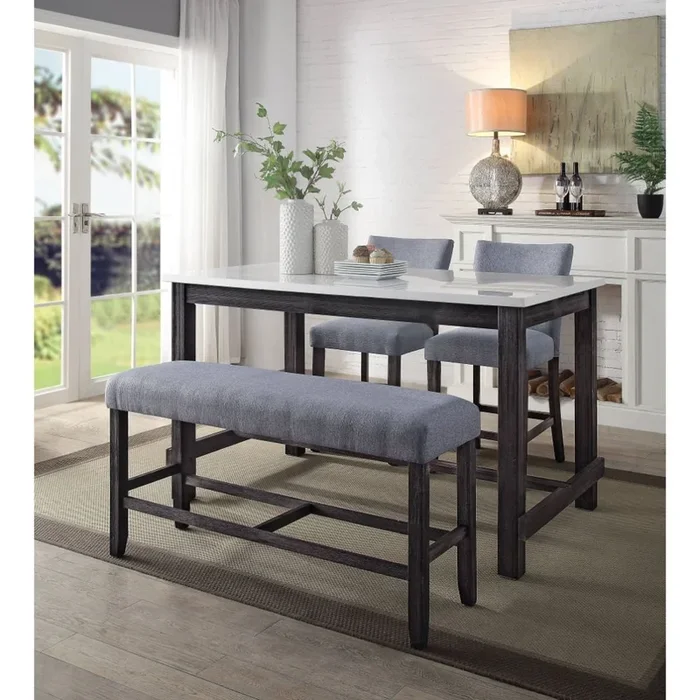 Weathered Espresso Yelena Counter Height Table W/Marble Top 72940 by ACME