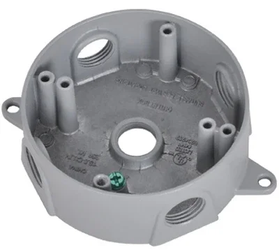 Weatherproof Round Electrical Outlet Box, Gray, Durable Construction