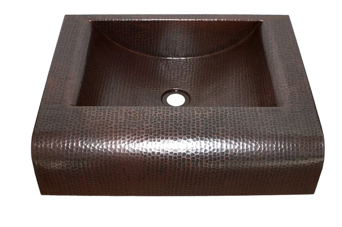 WEEGE in Cafe Viejo – VS024CV – Rectangular Raised Profile Bathroom Copper Sink with 5″ Apron height – 20 x 16 x 5″ – Gauge 16