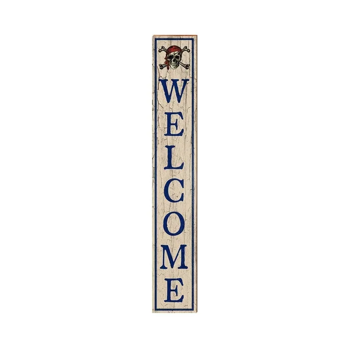 Welcome Skull & Crossbones Peach | Wall Art Print on Real Wood