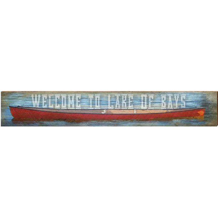 Welcome to Lake of Bays Canoe | Wall Art Print on Real Wood