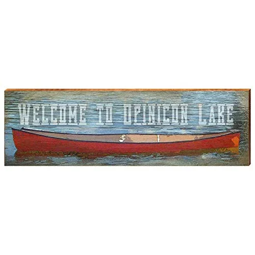 Welcome to Opinicon Lake Canoe Canada Home Decor Art Print on Real Wood