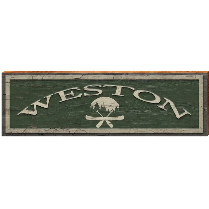 Weston Moon Canoe Green | Wall Art Print on Real Wood