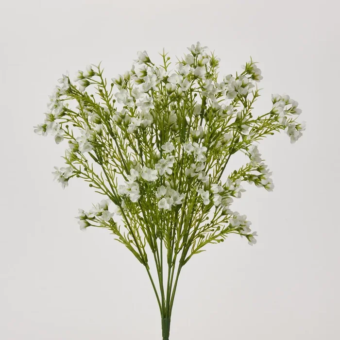 White Waxflower Chamelaucium Blossoms Faux Stem Bush Bouquet – 18″