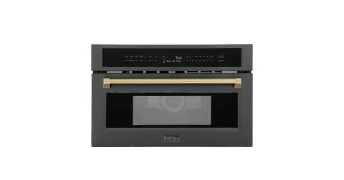 ZLINE KITCHEN AND BATH ZLINE Autograph Edition 30? 1.6 cu ft. Built-in Convection Microwave Oven in Black Stainless Steel and Champagne Bronze Accents (MWOZ-30-BS-CB) MWOZ30BSCB