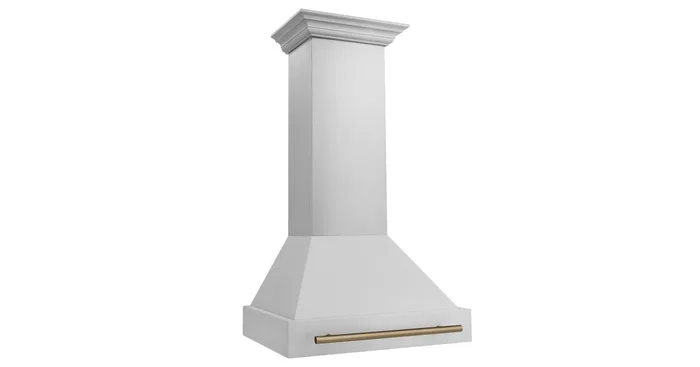 ZLINE KITCHEN AND BATH ZLINE Autograph Edition 30″ Stainless Steel Range Hood with Stainless Steel Shell and Champagne Bronze Handle (8654STZ-30-CB) 8654STZ30CB