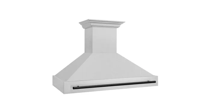 ZLINE KITCHEN AND BATH ZLINE Autograph Edition 48″ Fingerprint Resistant Stainless Steel Range Hood with Matte Black Handle (8654SNZ-48-MB) 8654SNZ48MB