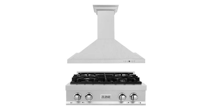 ZLINE KITCHEN AND BATH ZLINE Kitchen Package with 30 in. Satin Stainless Steel Rangetop and Convertible Range Hood 2KPRTSRH30