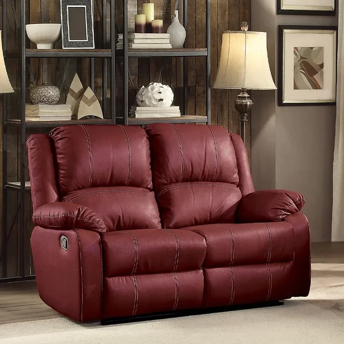 Zuriel Motion Loveseat in Red Leather LV52151 By ACME